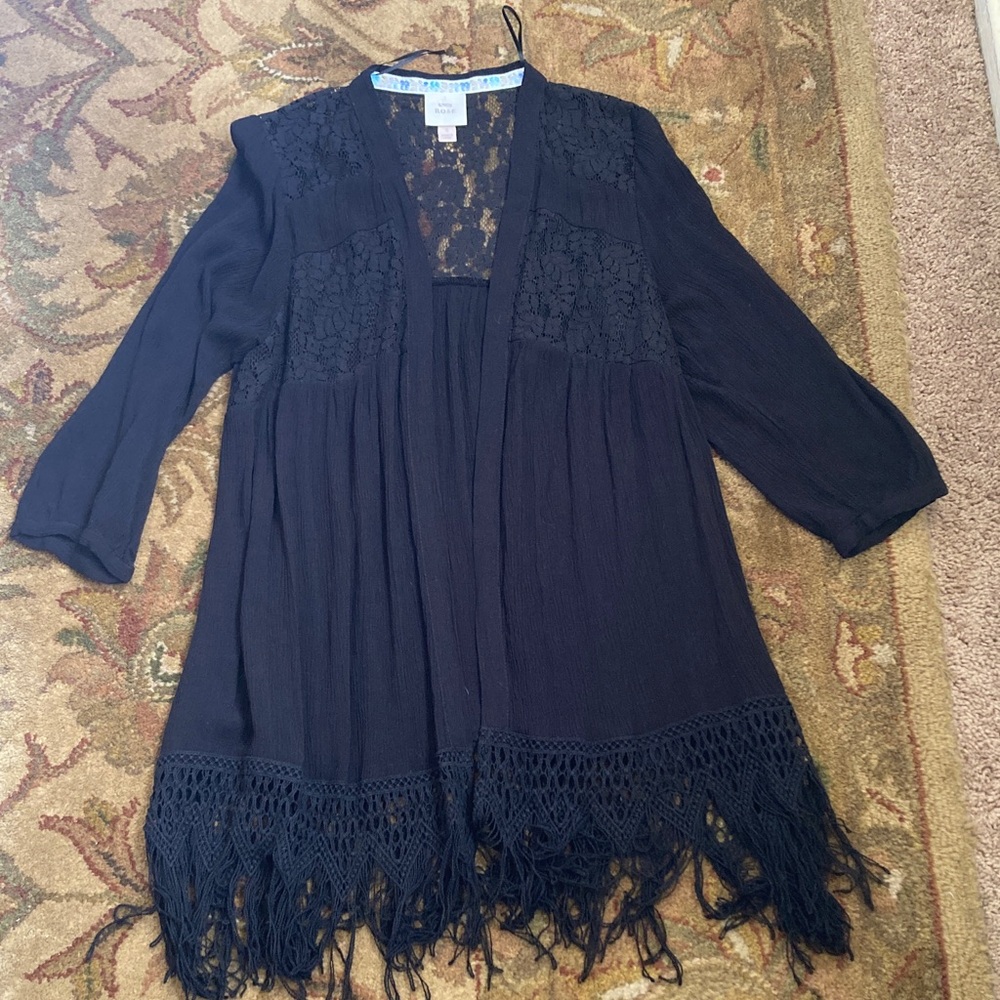 NWOT! Knox Rose Boho Look Black Lace Kimono.